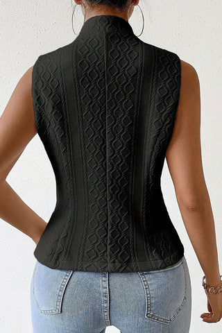 Button-Front Textured Tank