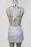 Halter Sequin Skirt Set