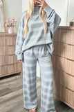 Striped Mock Neck Wide-Leg Pants Set