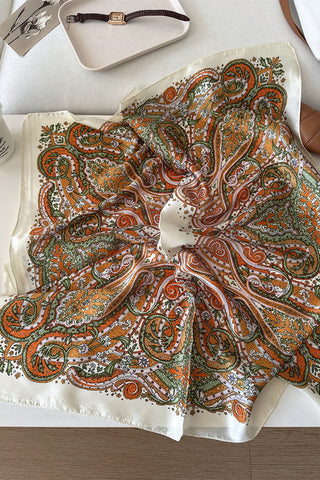 Paisley Print Satin Square Scarf