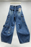 Zipper Detail Wide Leg Jeans