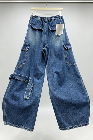 Zipper Detail Wide Leg Jeans