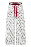 Polka Dot Drawstring Wide-Leg Casual Pants