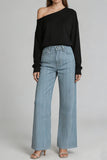 Striped High-Waist Straight Jeans