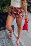 Floral Sequin Bodycon Mini Skirt