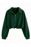 Zipper Collar Crop Sweatshirt