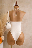 Lace Halter Cutout One-Piece Swimsuit