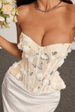 Floral Applique Sweetheart Corset Top