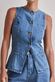 Button-Front Denim Top and Shorts Set