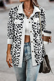 Leopard Print Ribbed Button-Front Shacket