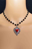 Ornate Heart Pendant Beaded Necklace