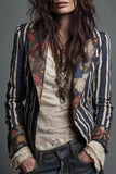 Striped Floral Patchwork Blazer
