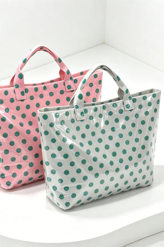 Polka Dot Structured Carryall Tote