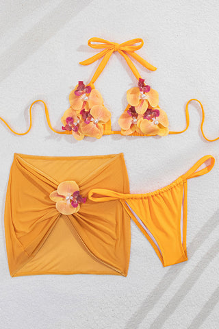 Floral Embellished Bikini Set