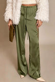 Lace Panel Drawstring Casual Pants