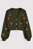 Floral V-Neck Crop Cardigan