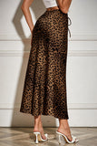 Satin Drawstring Waist Slip Midi Skirt