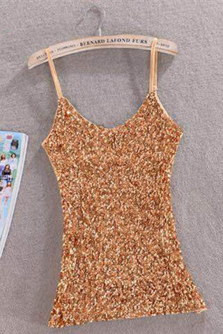 Sequin Scoop Neck Sleeveless Cami