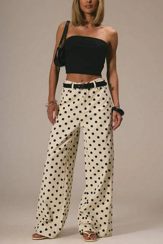 Polka-Dot Wide Leg Jeans