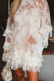 Floral Lace Bell Sleeve Mini Dress