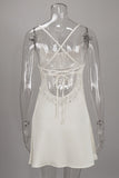 Satin Lace Trim Slip Mini Dress