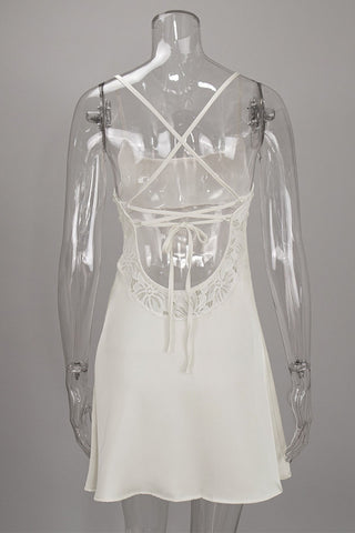 Satin Lace Trim Slip Mini Dress