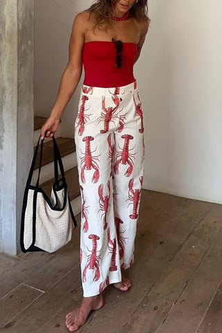Lobster Print Casual Pants