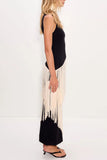 Fringe Asymmetric Sleeveless Midi Dress