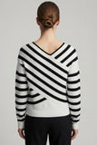 Striped Asymmetric Off-Shoulder Sweater