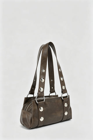 Studded Ring-Handle Shoulder Bag