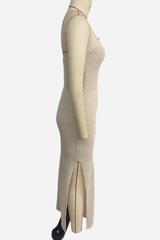 Strapless Knit Maxi Dress with Side Slit