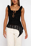 Lace-Up Asymmetrical Tank Top