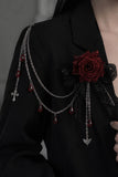Floral Lace Bow Chain Shoulder Brooch