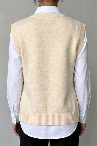 3D Floral Button-Side Sweater Vest