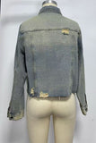 Distressed Button-Front Denim Jacket