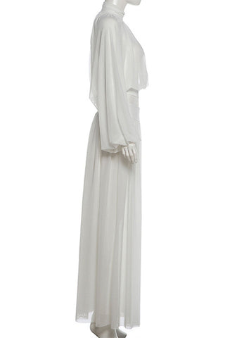 Bell Sleeve Mock Neck Crop Skirt Set