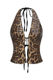 Sequin Halter Deep V-Neck Tank Top