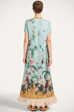 Fringe Short Sleeve Floral Maxi Dress