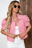 Puff Sleeve Crop Denim Jacket
