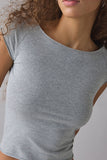 Polka Dot Cap Sleeve Boat Neck Crop Top