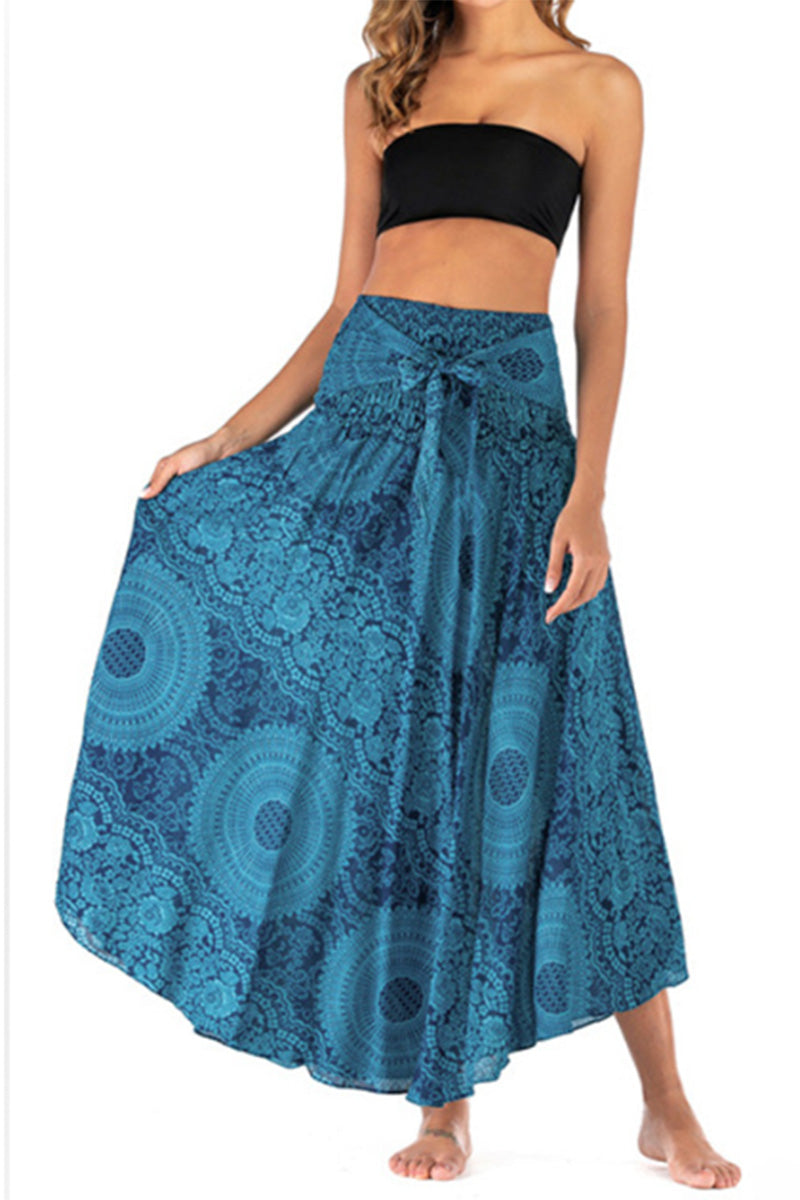 Mandala Print Tie-Waist Midi Dress