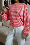 Striped Ribbed Knit Long Sleeve Top