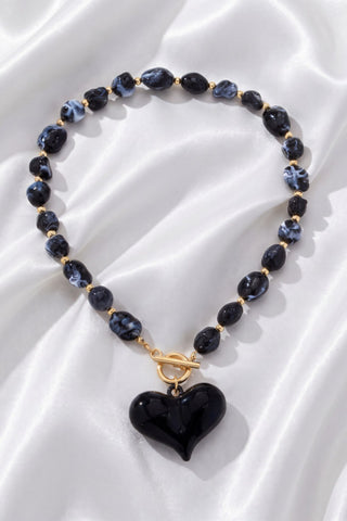 Heart Pendant Beaded Necklace