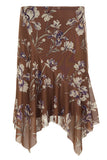 Floral Midi Skirt with Asymmetric Hem