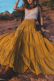 Smocked Waist Tiered Midi Skirt