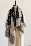 Heart Print Colorblock Square Scarf