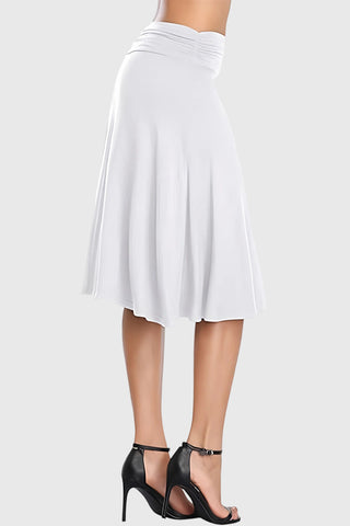 Ruched Waistband A-Line Midi Skirt