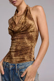 Ruched Halter Snake Print Tank