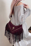 Fringe Studded Cross Shoulder Bag