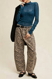 Zebra Print High-Waist Barrel Jeans